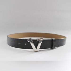 COPY - Vadaline V silver buckle black belt